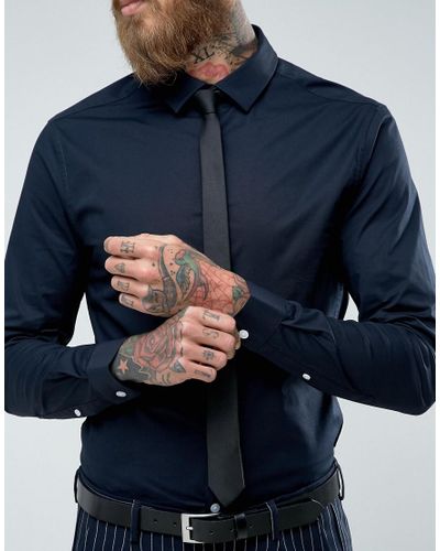 dark blue dress shirt tie