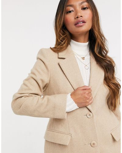 & other stories herringbone hourglass coat in beige