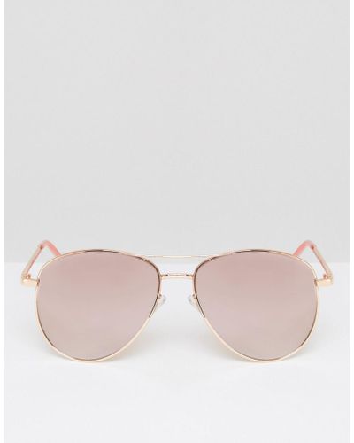 ALDO Leather Goriano Aviator Rose Mirror Lens Sunglasses in Pink