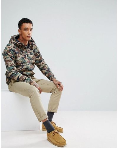 pull&bear jacket with half zip in khaki
