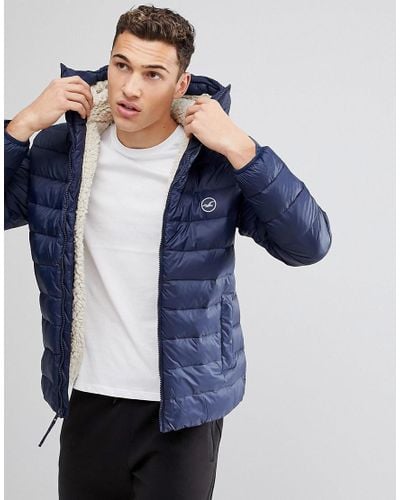 Doudoune ?� capuche doubl?�e imitation peau de mouton Hollister pour homme en coloris Bleu - Lyst