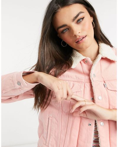 pink boyfriend sherpa jacket