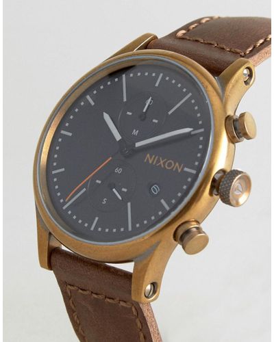 Nixon Station Chrono Men`s 41mm Rose Gold Leather Chronograph Watch  A1163-2629 - Nixon watch - 882902083417 | Fash Brands