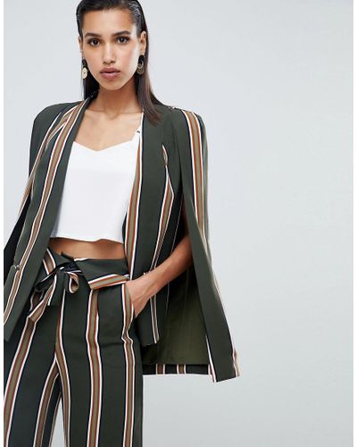 Blazer a mantella classica con righe di Lavish Alice in Verde | Lyst
