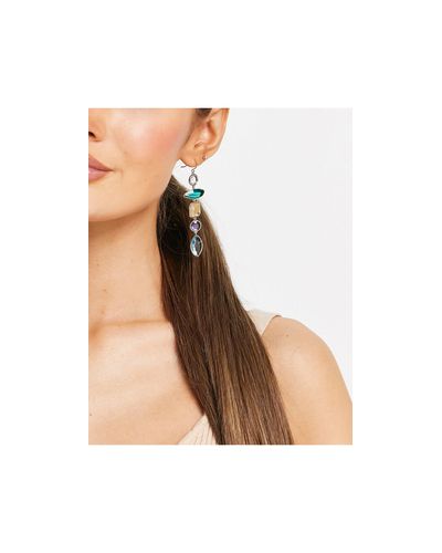 Other Stories Multi Stone Pendant Earrings In Brown Lyst - Stone Pendant Earrings