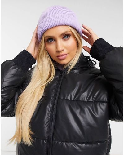 Monki Synthetic Amber Faux Leather Short Padded Jacket With Hood in Black -  Lyst