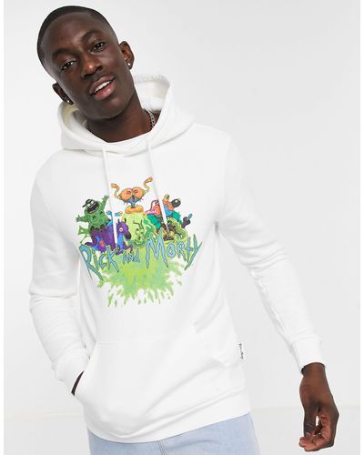 Rick and morty - felpa bianca con cappuccio con stampa sul petto e sul  retro da Uomo di Bershka in Bianco | Lyst