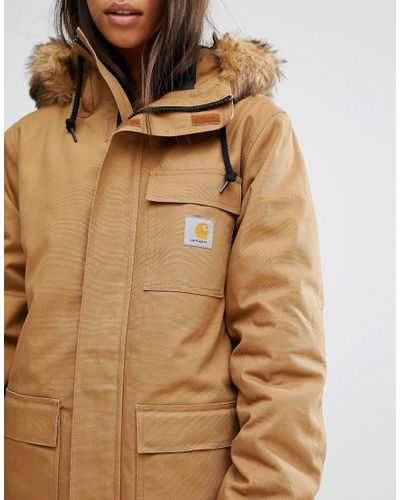 Carhartt WIP Oversized Siberian Parka Jacket With Removable Fur Hood in  Brown - Lyst