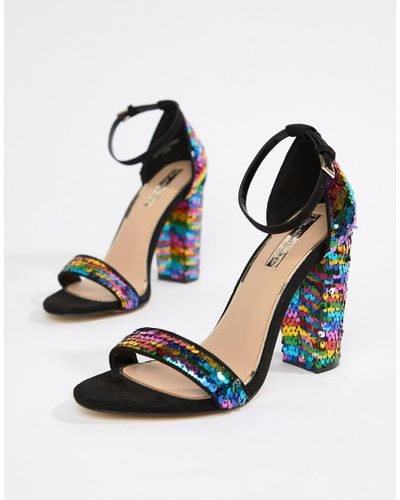 sequin sandal heels