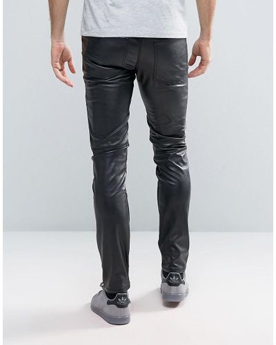 Cheap Monday Tight Flash Skinny Faux Leather Jeans in Black for Men - Lyst