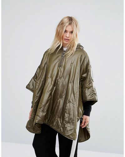 quilted poncho coat