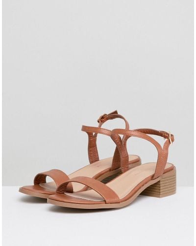 tan low block heels