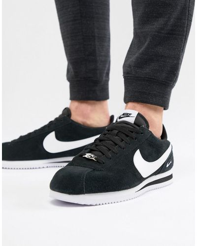 nike cortez all black suede