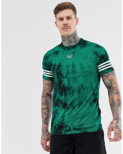 adidas Originals Cotton T-shirt With Stripes And Central Logo In Tie Dye in  Green for Men - Lyst