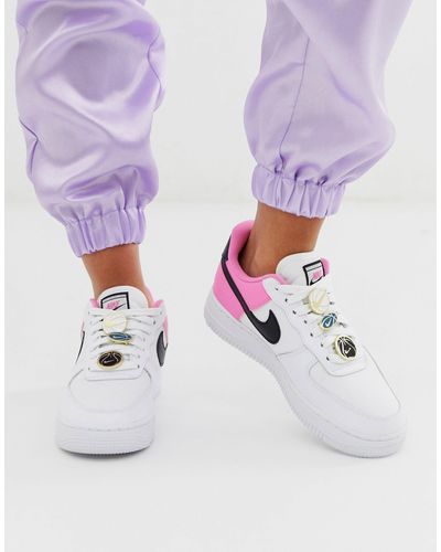 Zapatillas en blanco, rosa y negro con placas Nike de Cuero de color Blanco  | Lyst