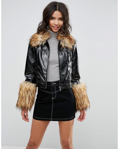 asos fur trim coat