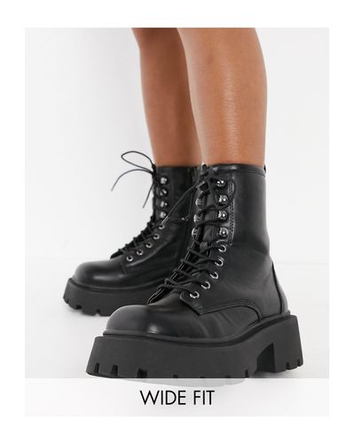 Truffle Collection Rubber Hoge Chelsea Boots Met Dikke Zool En Brede  Pasvorm in het Zwart - Lyst