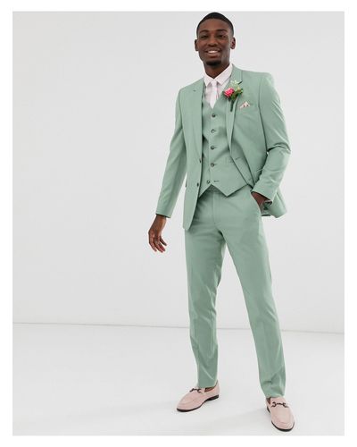 Wedding - Gilet da abito slim verde salviaASOS in Materiale sintetico da  Uomo colore Verde | Lyst