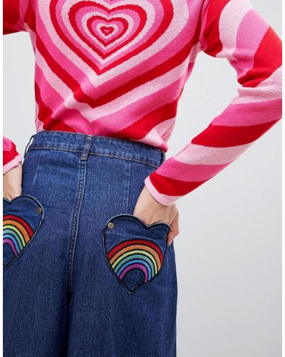 loft gårdsplads Rynke panden Lazy Oaf Denim Rainbow Bum Jeans in Blue - Lyst