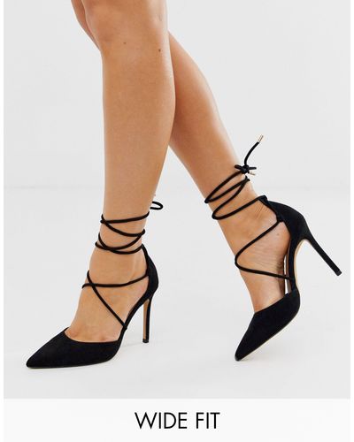 Whisper - Scarpe pianta larga con tacco alto a spillo e allacciatura sulla  gamba nere di ASOS in Nero | Lyst