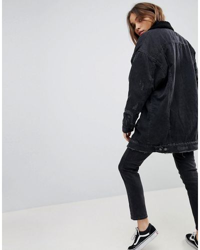 pull and bear longline denim jacket