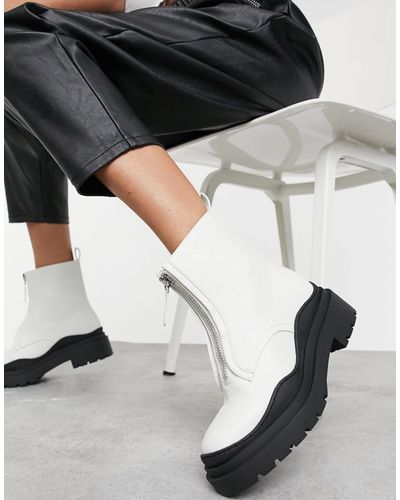 Botas blancas con suela gruesa y cierre frontal con llera Mango | Lyst