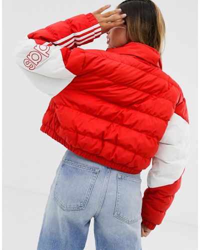 adidas red puffer jacket