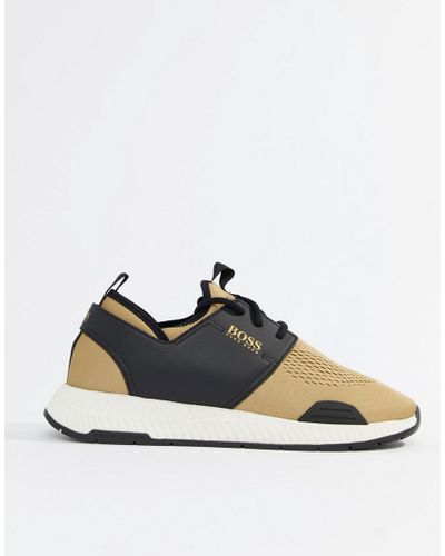 hugo boss trainers black and gold