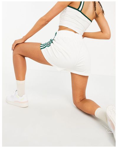 adidas Originals 'tennis Luxe' Logo Three Stripe High Waisted Shorts in  White | Lyst UK