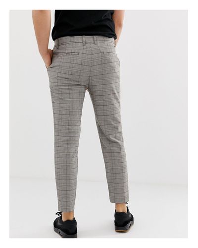 Pantalones ajustados a cuadros en marrón Bershka de Denim de color Marrón  para hombre | Lyst