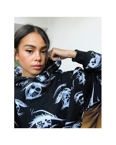 X Billie Eilish - Felpa con cappuccio e stampa di occhi neraBershka in  Cotone di colore Nero | Lyst