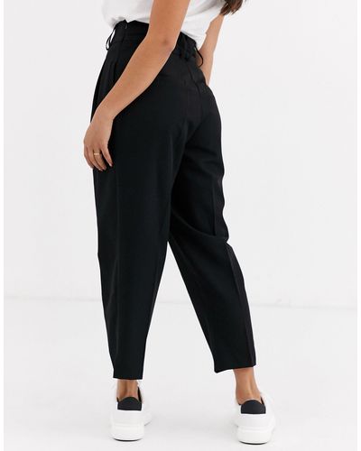 Asos design petite - pantaloni a palloncino sartoriali eleganti a vita  altaASOS in Materiale sintetico di colore Nero | Lyst