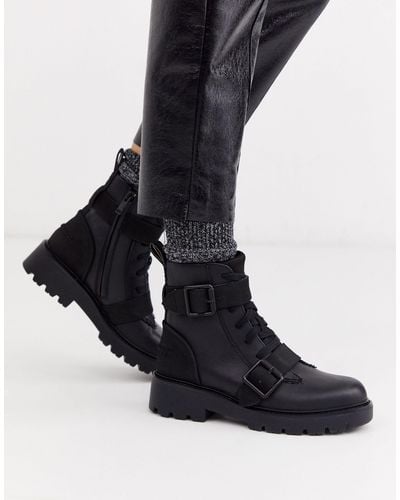 UGG Leather Beachpunk Double Buckle Ankle Boots in Black - Lyst
