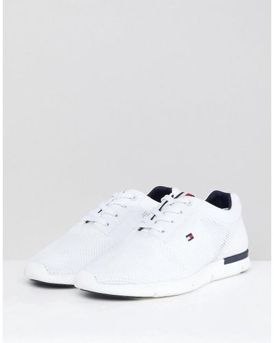 Tommy Hilfiger Tobias Flag Mesh Trainers In White for Men - Lyst