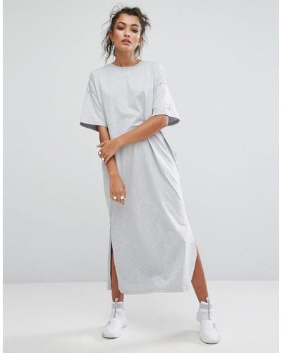 PUMA Cotton T-shirt Maxi Dress In Grey in Gray - Lyst