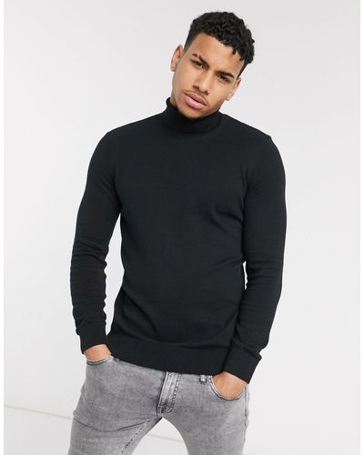 black roll neck outfit mens