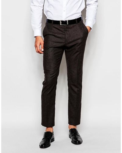 SELECTED Wool Pants In Slim Fit - Brown in Black for Men - Lyst