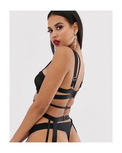 Bluebella Silk Bree Strappy Cut Out Thigh Harness in Black | Lyst