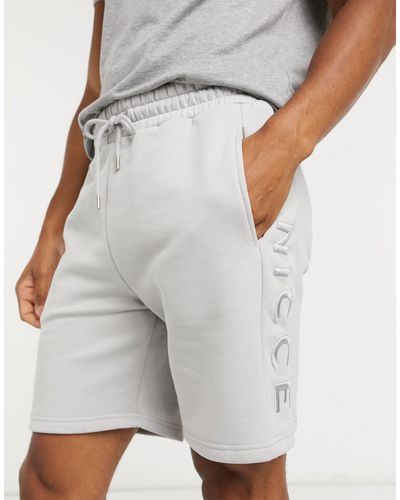 Nicce London Embroidered Logo Mercury Shorts in Gray for Men - Lyst