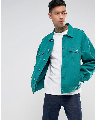 oversized green denim jacket