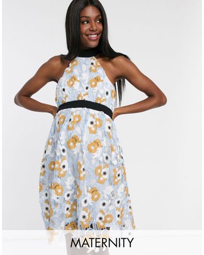 chi chi london crochet lace skater dress with crochet insert