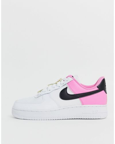Zapatillas en blanco, rosa y negro con placas Nike de Cuero de color Blanco  | Lyst