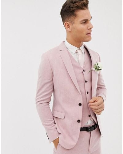 ASOS Synthetic Wedding Skinny Suit Jacket In Rose Pink Cross Hatch for ...