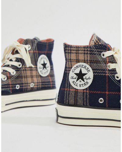 Converse Chuck 70 Hi Navy Plaid Sneakers in Blue - Lyst