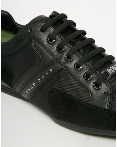 BOSS Green Leather By Hugo Boss Spacit Trainers in Black for Men - Lyst