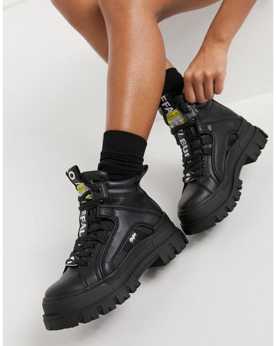 Botines planos Buffalo Aspha Negro