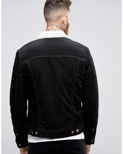 black denim jacket with wool lining