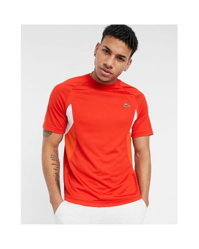Lacoste Sport Breathable Colourblock Tennis T-shirt in Red for Men - Lyst