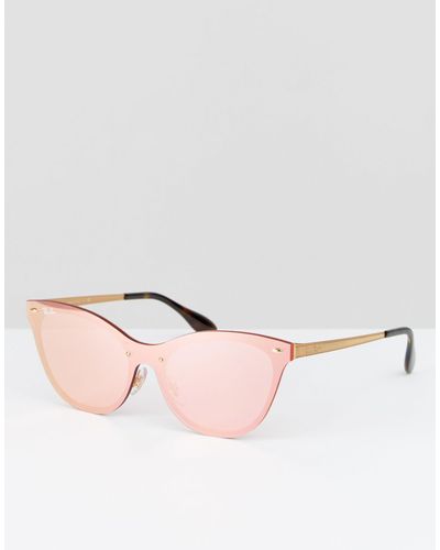 Ray ban - occhiali da sole a occhi di gatto con lenti piatte a specchio di  Ray-Ban in Rosa | Lyst