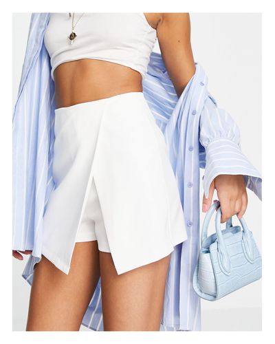 Falda pantalón blanca cruzada en la parte delantera ASOS de Denim de color  Blanco | Lyst